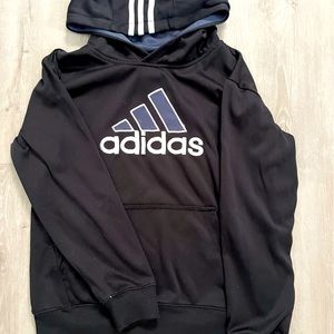 Black Adidas youth pull over hooded sweatshirt